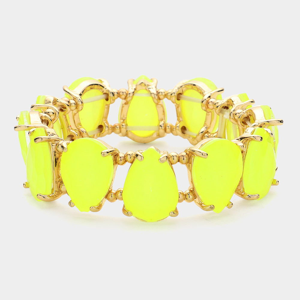 Neon Yellow Teardrop Fun Fashion Stretch Bracelet | Outfit of Choice Jewelry