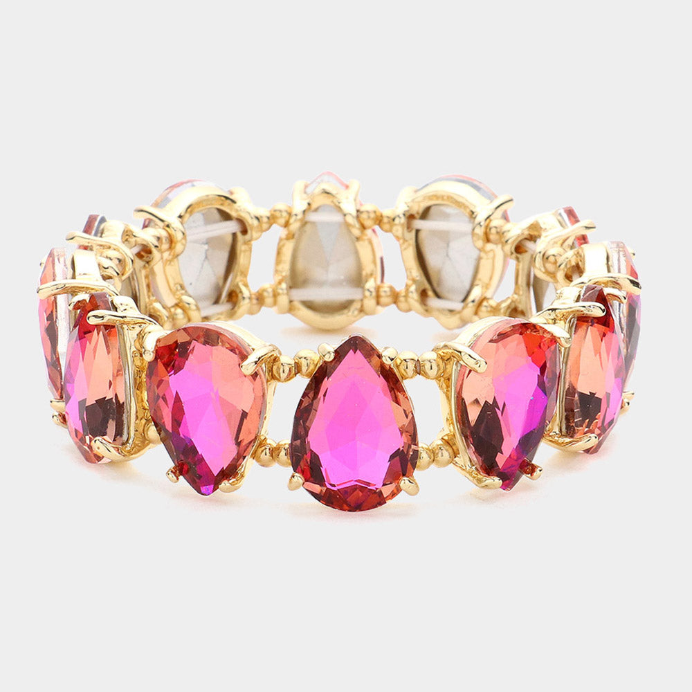 Rose AB Teardrop Fun Fashion Stretch Bracelet | Outfit of Choice Jewelry