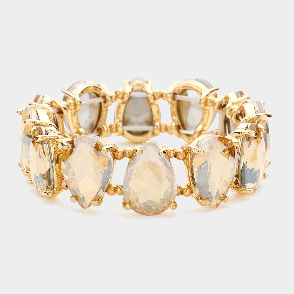 Taupe AB Teardrop Fun Fashion Stretch Bracelet | Outfit of Choice Jewelry