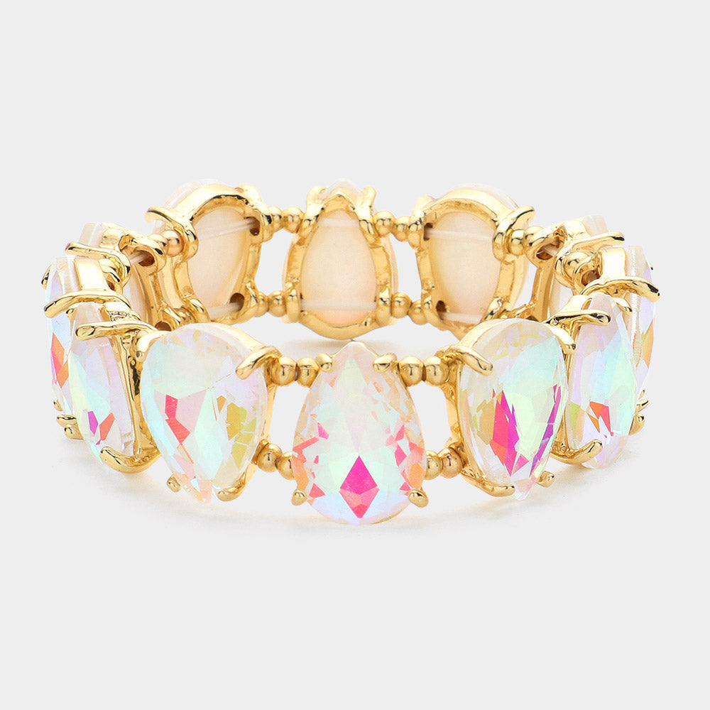 White AB Teardrop Fun Fashion Stretch Bracelet | Outfit of Choice Jewelry