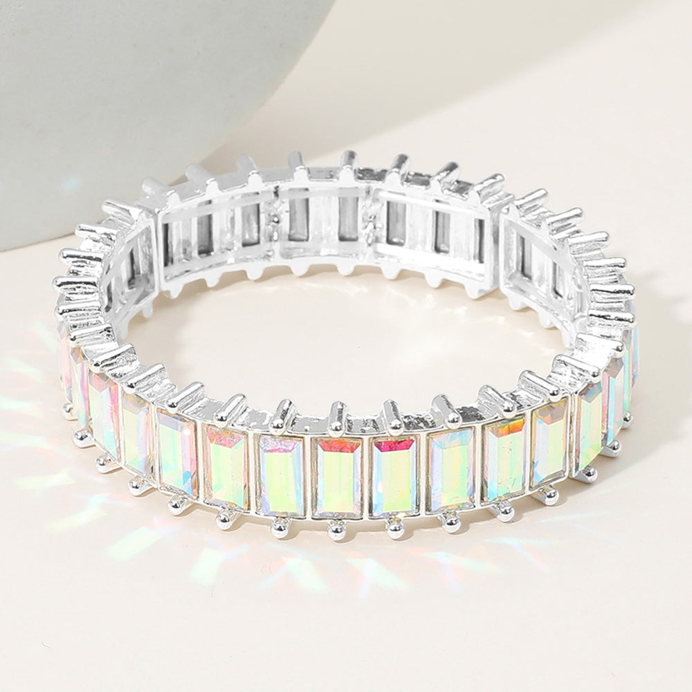 AB Baguette Stone Stretch Pageant Bracelet | AB Evening Bracelet