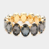 Black Diamond Oval Stone Stretch Pageant Bracelet | Prom Jewelry | 598412
