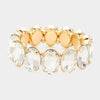 Clear Oval Stone Stretch Pageant Bracelet on Gold | Prom Jewelry