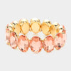 Peach Oval Stone Stretch Pageant Bracelet  | Prom Jewelry