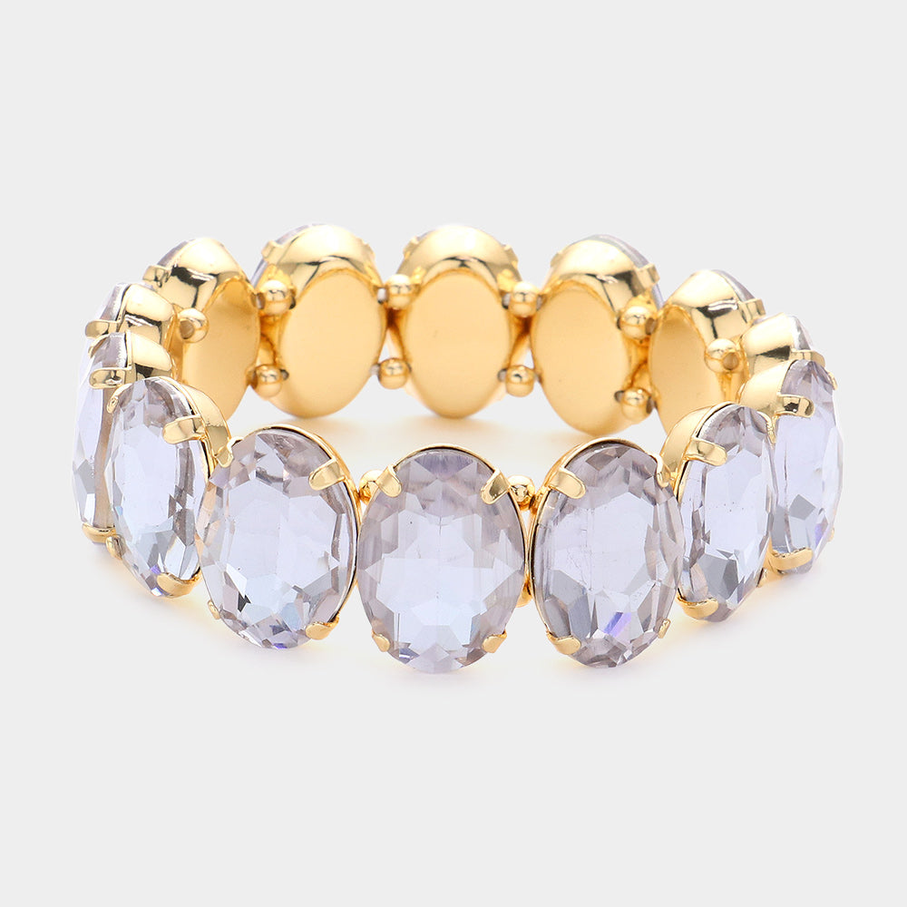 Tanzanite Oval Stone Stretch Pageant Bracelet  | Prom Jewelry