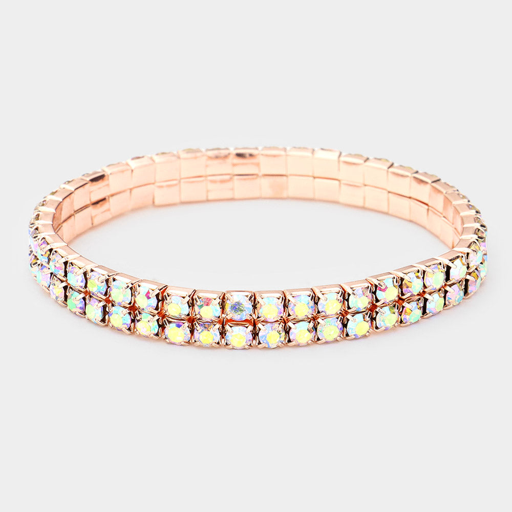 AB Multi Row Bracelet on Rose Gold