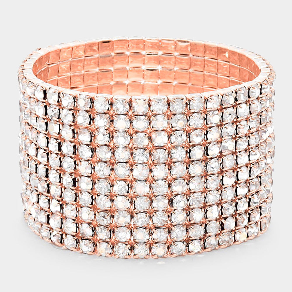 Clear Multi Row Bracelet on Rose Gold