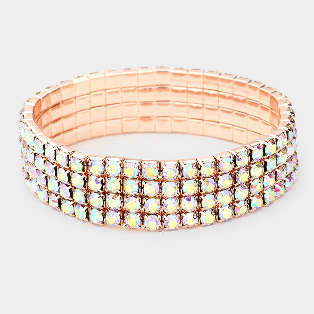 AB 4 Row Bracelet on Rose Gold