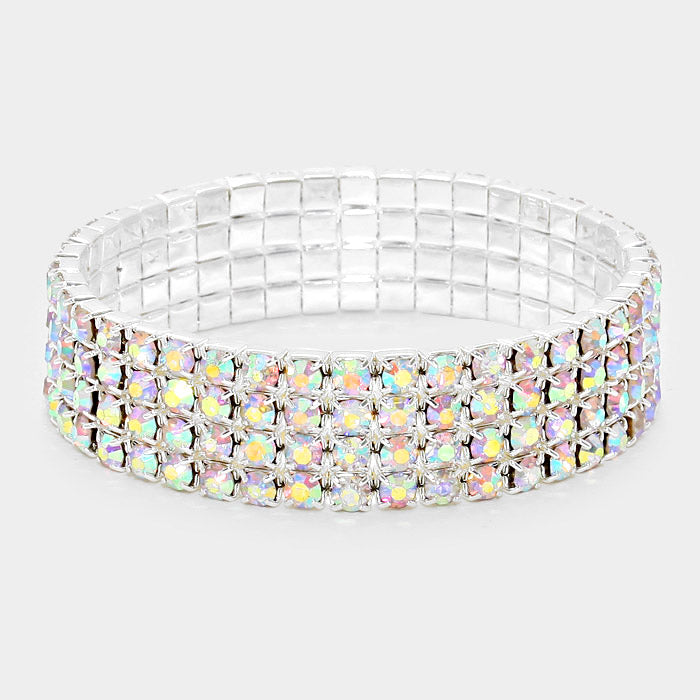 AB 4 Row Bracelet on Silver