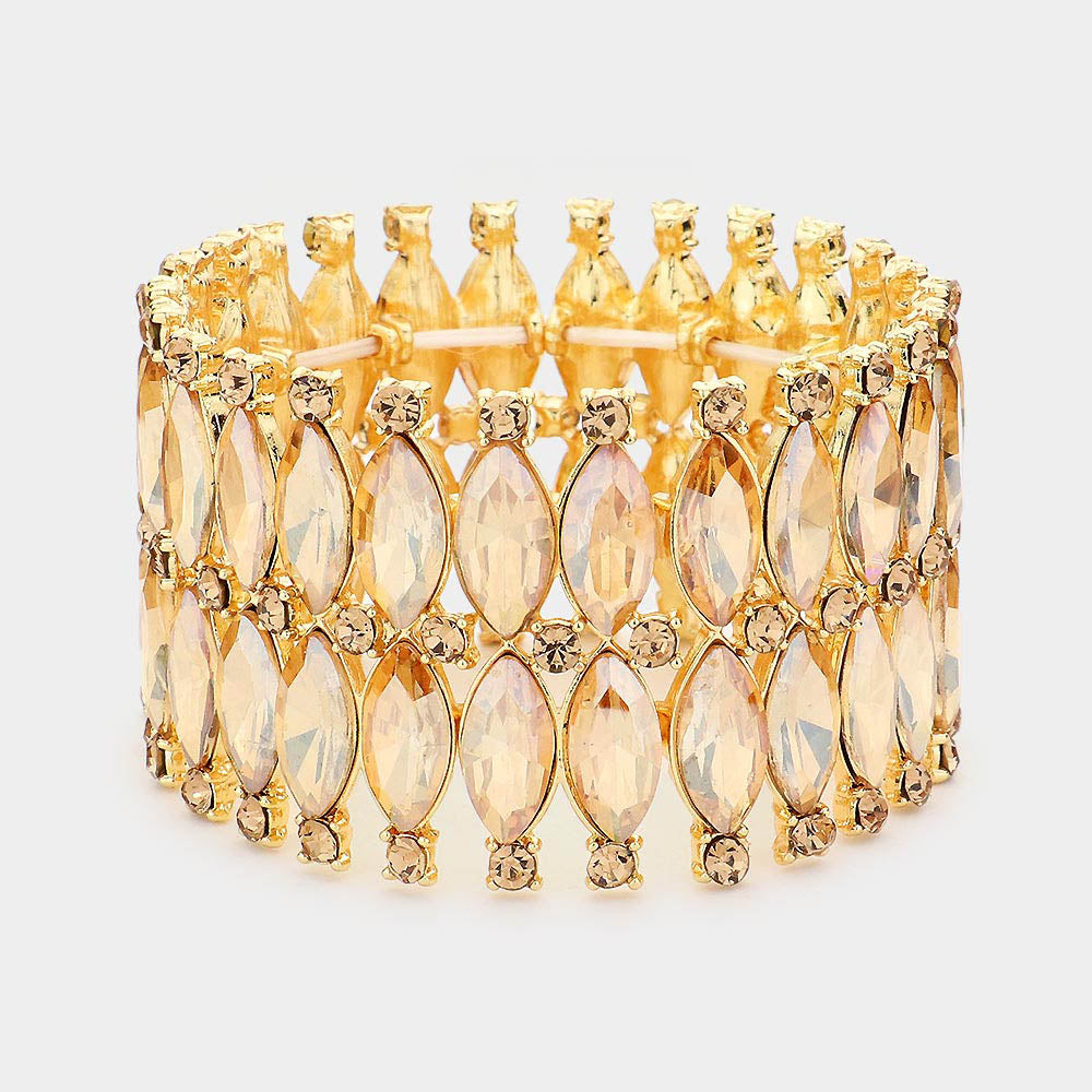 Light Topaz Marquise Stone Stretch Pageant Bracelet