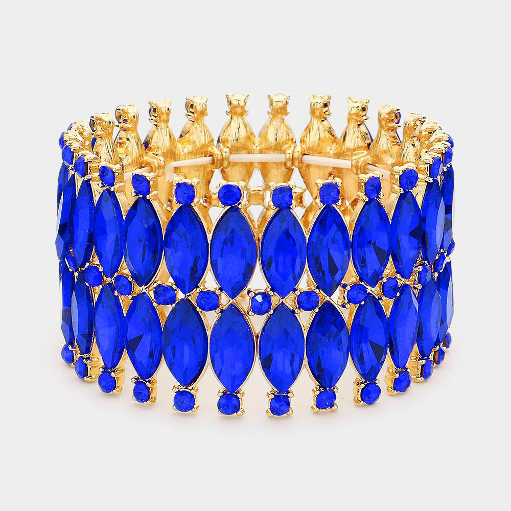 Sapphire Marquise Stone Stretch Pageant Bracelet