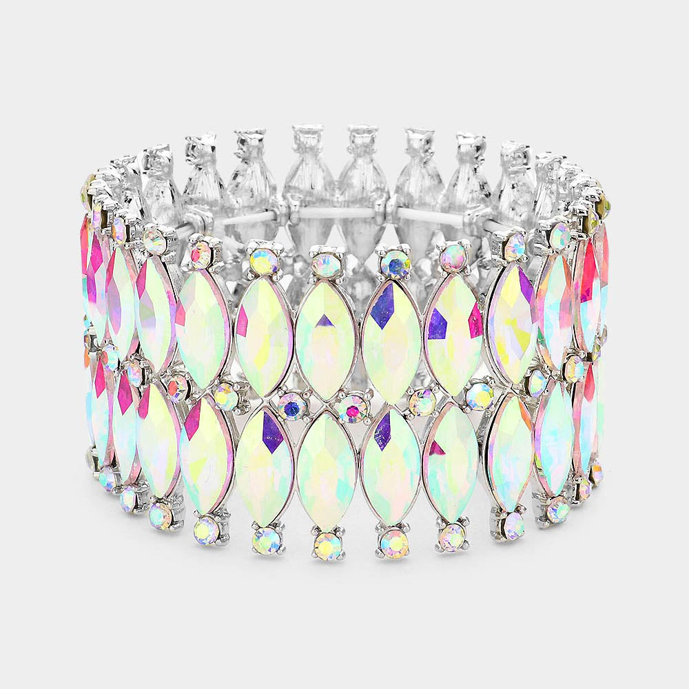 AB Marquise Stone Stretch Pageant Bracelet