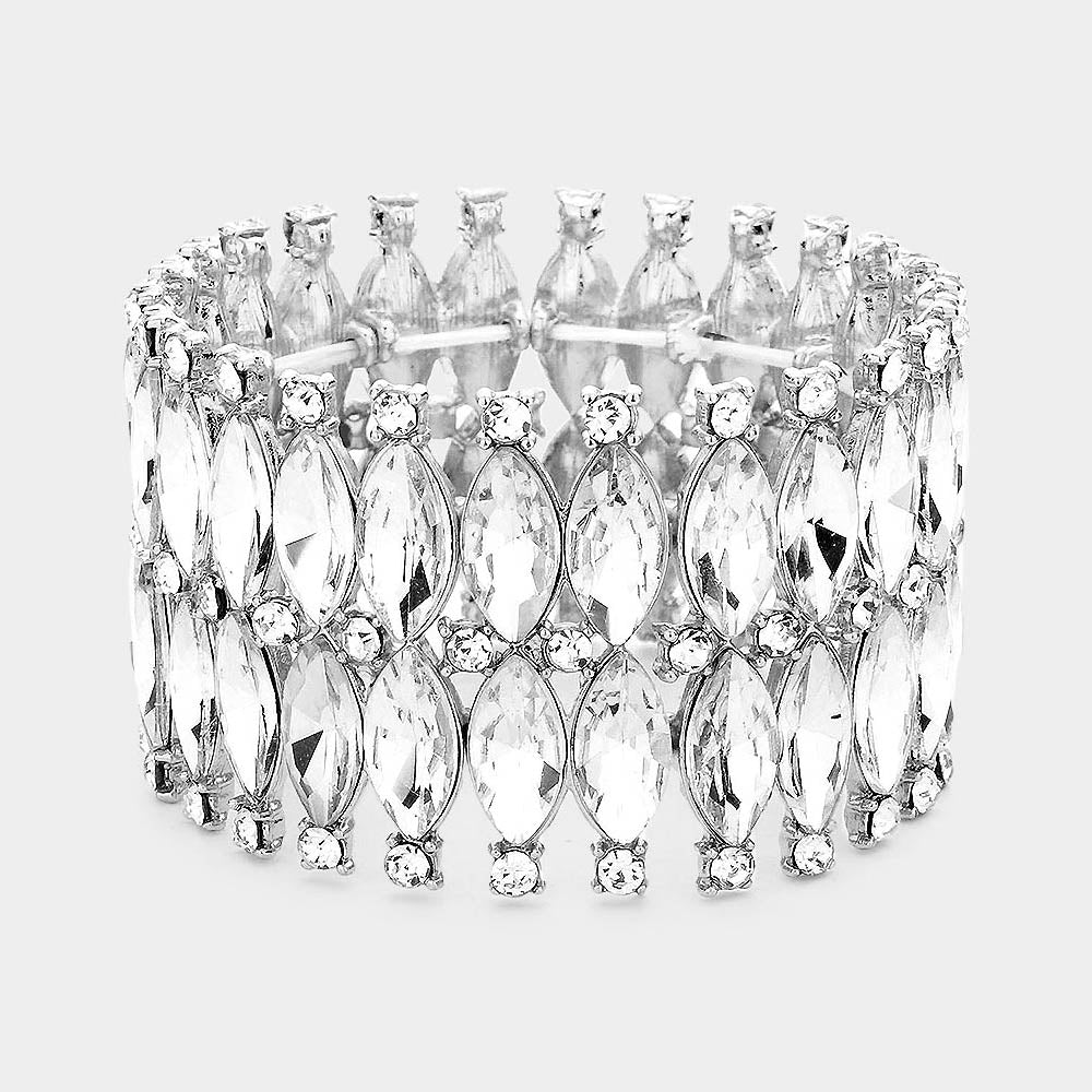 Clear Marquise Stone Stretch Pageant Bracelet