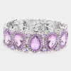 Slim Violet Crystal Pear and Rhinestone Stretch Bracelet   | Pageant Jewelry
