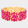 Fuchsia Crystal Floral Pageant Stretch Bracelet | Prom Bracelet