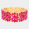 Fuchsia Crystal Floral Pageant Stretch Bracelet | Prom Bracelet