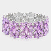 Violet Crystal Floral Pageant Stretch Bracelet   | Prom Bracelet