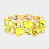 Yellow Crystal Teardrop and Round Stone Cluster Pageant Bracelet