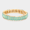 Rectangle Mint Crystal Stone Stretch Pageant Bracelet | Evening Bracelet