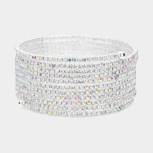 AB Crystal Rhinestone Coil Adjustable Bracelet  | 294558