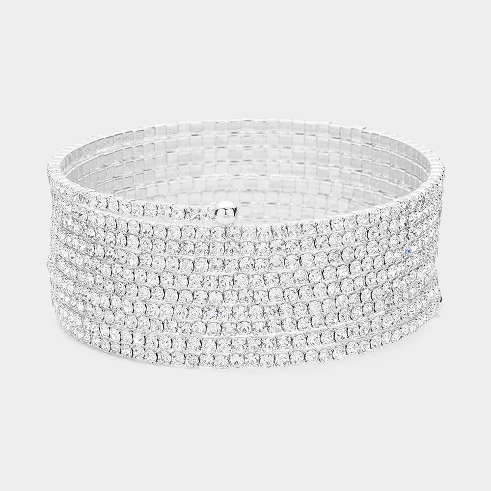 Clear Crystal Rhinestone Coil Adjustable Bracelet