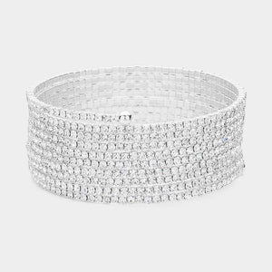 Clear Crystal Rhinestone Coil Adjustable Bracelet