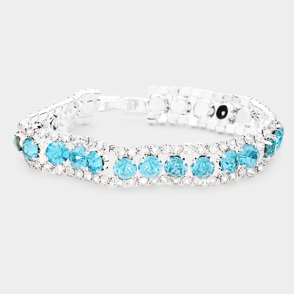 Aqua Crystal Rhinestone Tennis Bracelet