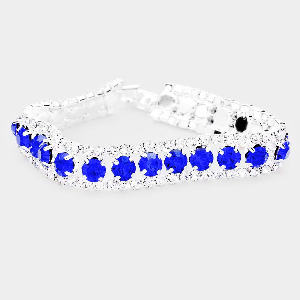 Blue Crystal Rhinestone Tennis Bracelet
