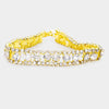Clear Crystal Rhinestone Tennis Bracelet on Gold