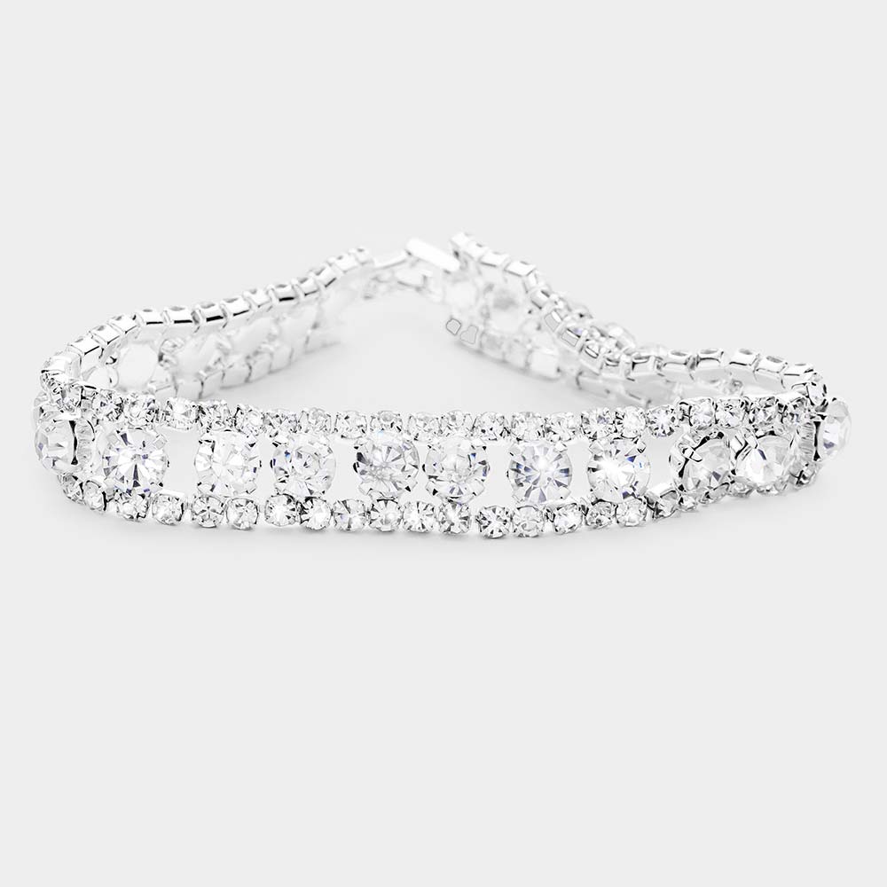 Clear Crystal Rhinestone Tennis Bracelet