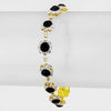 Black Round Crystal Rhinestone Rosette Evening Bracelet on Gold 
