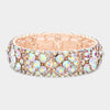 AB Crystal Bubble Cluster Stretch Pageant Bracelet on Rose Gold | Costume Jewelry