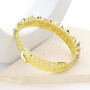 Clear Marquise Cluster Stone Adjustable Pageant Bracelet on Gold| Adjustable Prom Bracelet |  642802