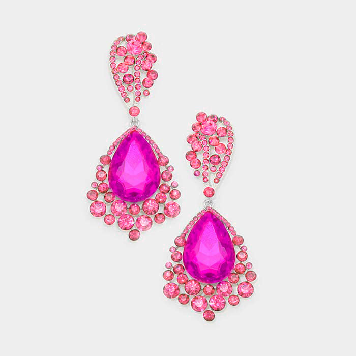 earrings for hot pink dress Sweet Darling Beaded Earrings In Hot Pink