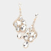 Clear Crystal Multi Stone Cluster Dangle Pageant Earrings on Gold | Drop Earrings
