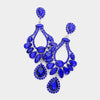 Multi Stone Sapphire Crystal Chandelier Pageant Earrings | Prom Earrings