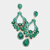 Multi Stone Emerald Crystal Chandelier Pageant Earrings  | Prom Earrings