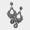 Multi Stone Black Diamond Crystal Chandelier Pageant Earrings  | Prom Earrings