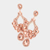 Multi Stone Peach Crystal Chandelier Pageant Earrings  | Prom Earrings