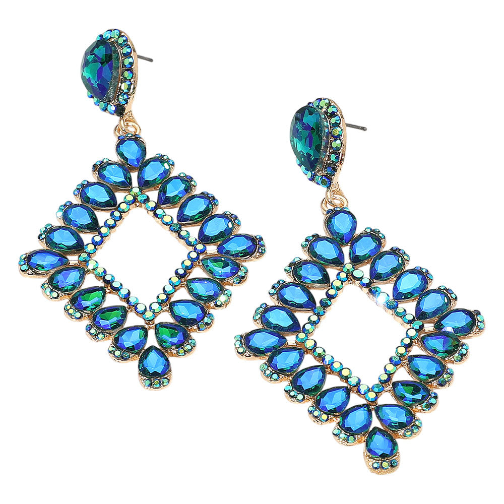 Red Teardrop Stone Geometric Dangle Earrings