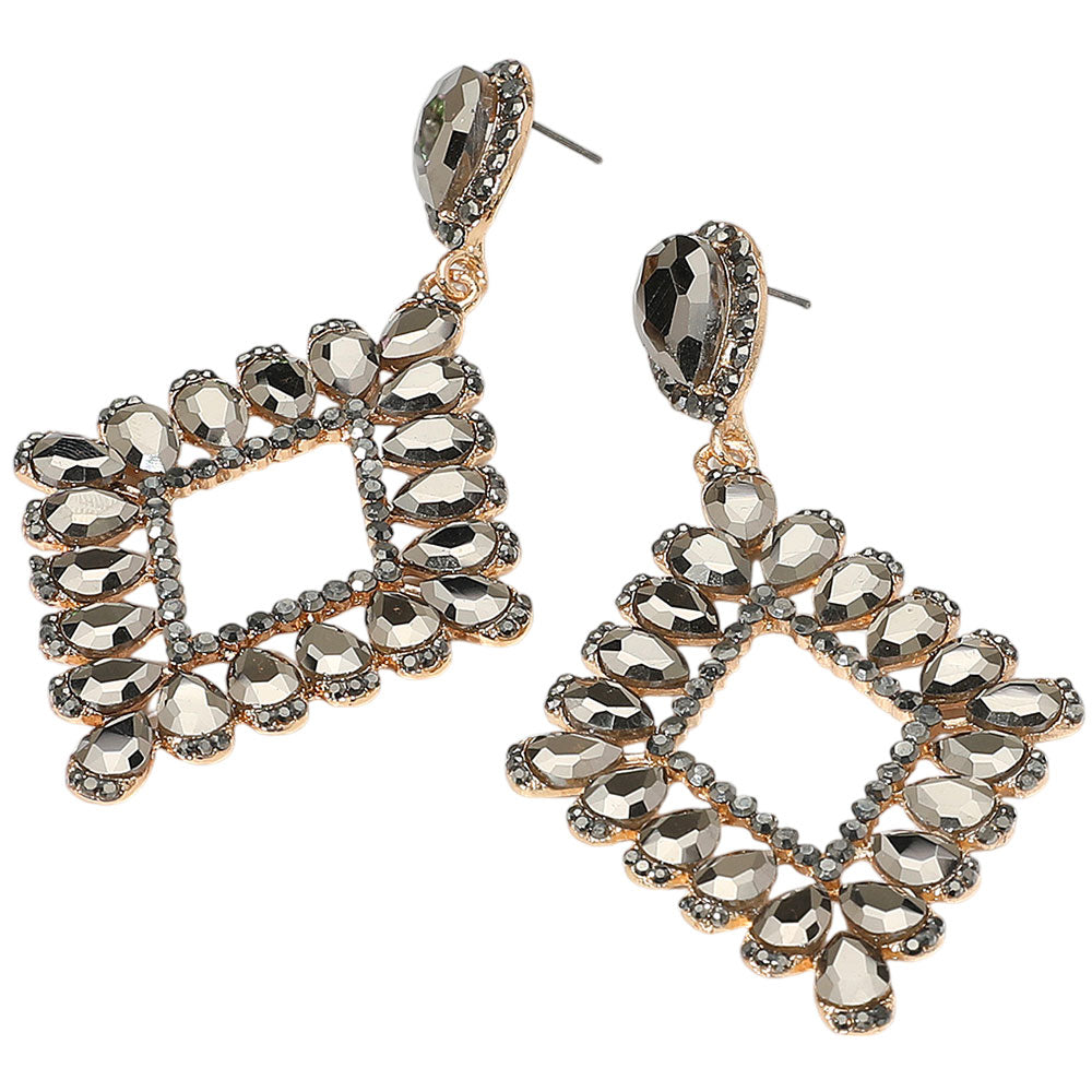 Hematite Teardrop Stone Geometric Dangle Earrings