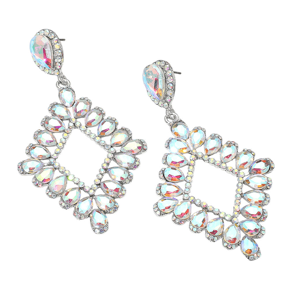 AB Teardrop Stone Geometric Dangle Earrings