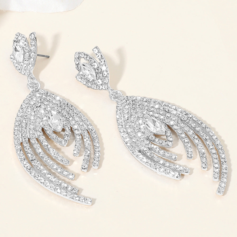 Clear Marquise and Rhinestone Chandelier Pageant Earrings   | Clear Prom Earrings