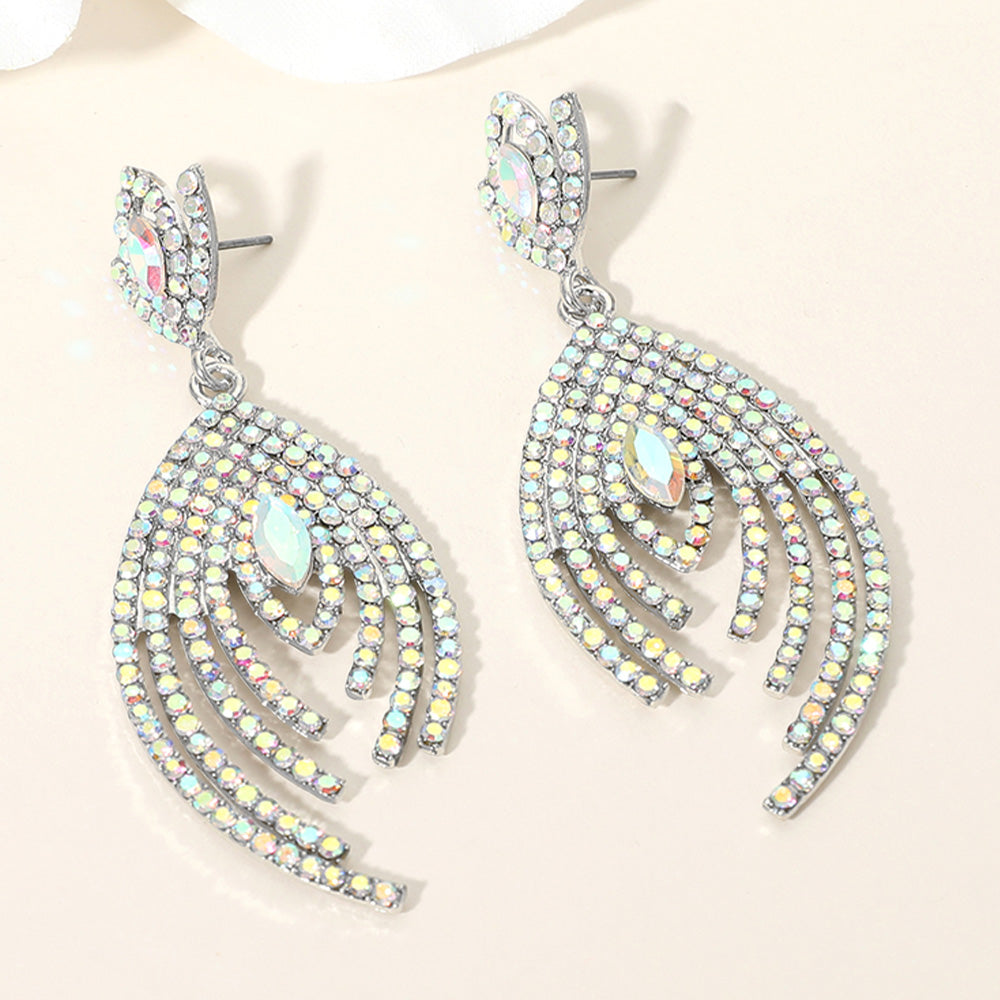 AB Marquise and Rhinestone Chandelier Pageant Earrings   | AB Prom Earrings