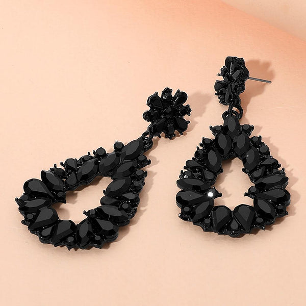 Black Marquise and Teardrop Stone Elongated Open Center