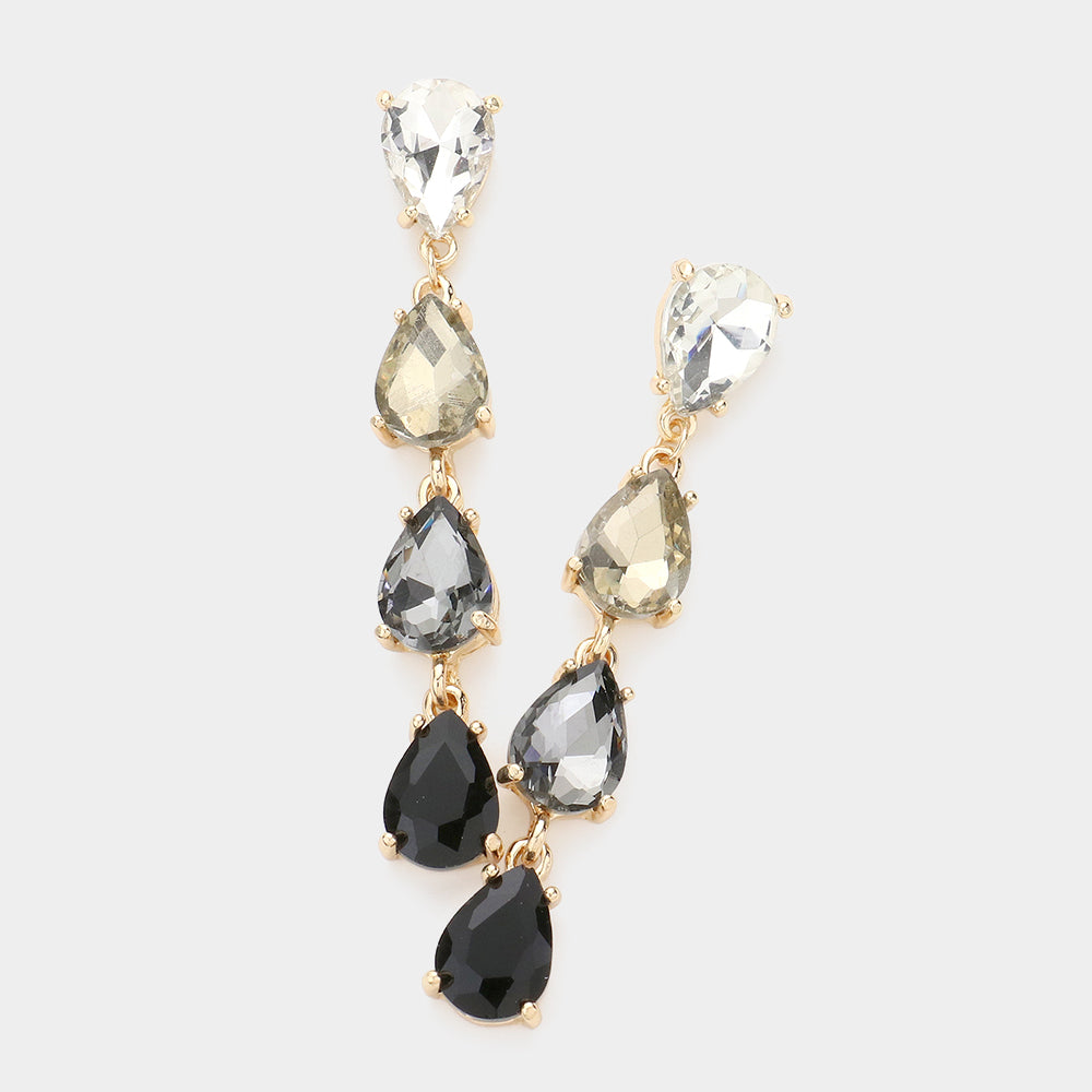 Multi-Black,  Multi Teardrop Dangle Pageant Earrings | Headshot Earrings