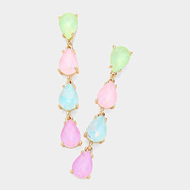Pastel Multi-Color Multi Teardrop Dangle Pageant Earrings | Headshot Earrings