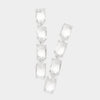 Clear Emerald Cut Stone Link Dangle Pageant Earrings  | Prom Earrings