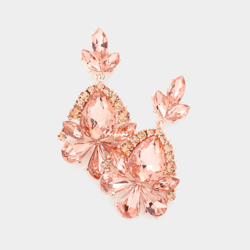 Little Girls Peach Crystal Pageant Earrings