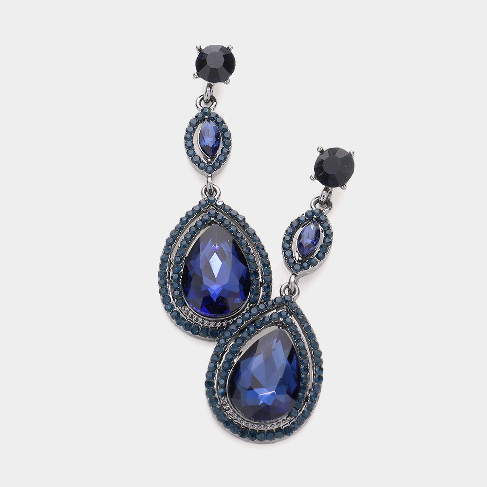 Navy Double teardrop earrings